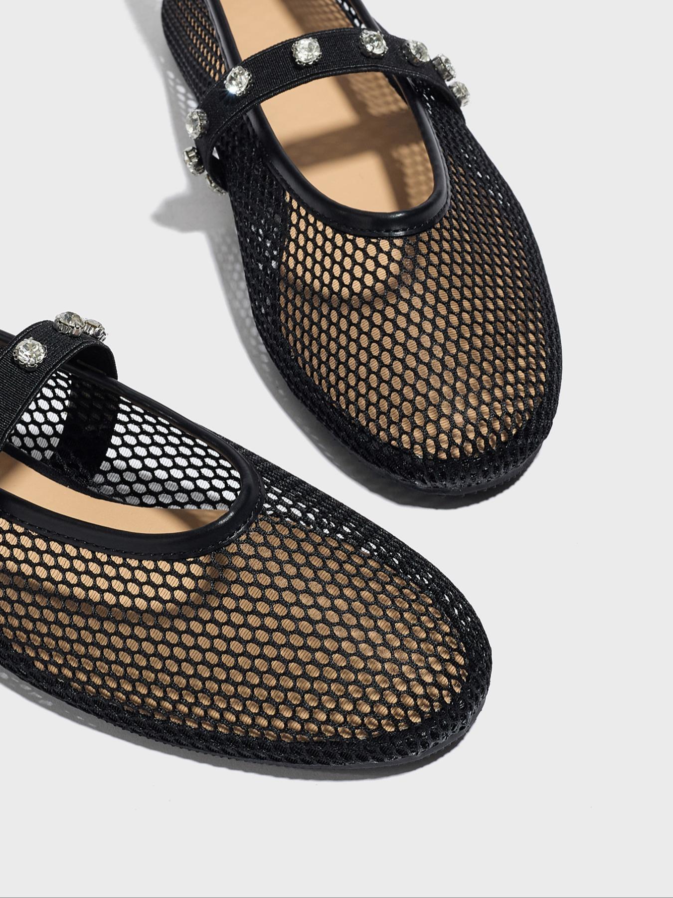 Women's Fashionable Mesh Decorated Flat Sandals, Casual Comfortable Slip on Sandals for Summer, Lightweight Breathable Shoes for Daily Wear, Elegant Minimalist Sandals, Casual Beach Sandals