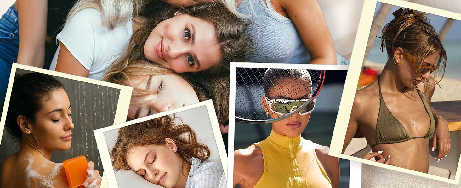 MILACOLATO 6Pairs Gold/Silver Earrings for Women Hypoallergenic Earrings Surgical Steel Cubic Zirconia Stud Huggie Hoop Cartilage Earring Set Chain Dangle Helix Hoop Earring Stack for Multiple Piercings