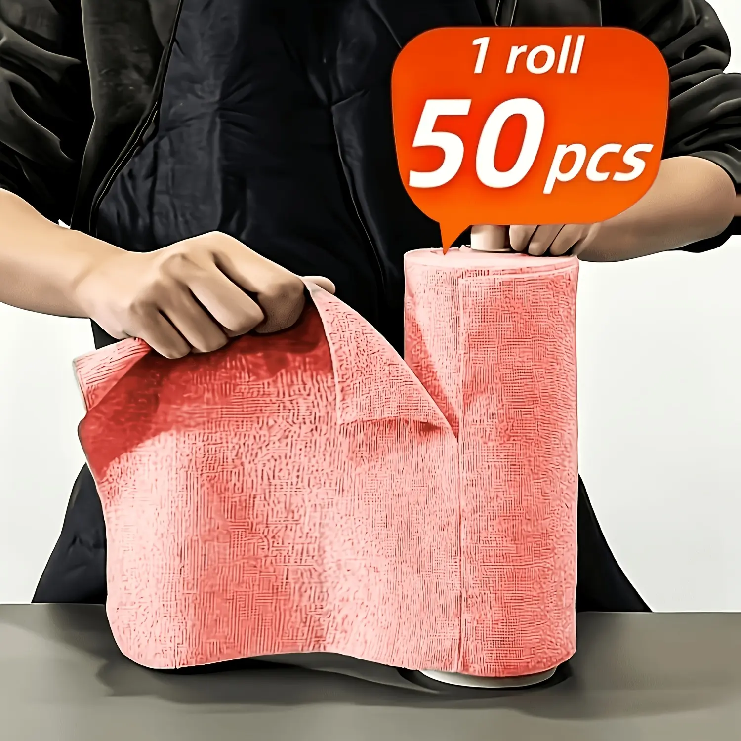 50pcs/1Roll of Multi-Color Reusable Microfiber Towel Roll, Independently Packaged And Tear-Off Design, Heavy-Duty Water Absorption And Quick Drying, Suitable, Bathroom Cleaning And Wiping, Outdoor, RV And Over 50 Other Environments