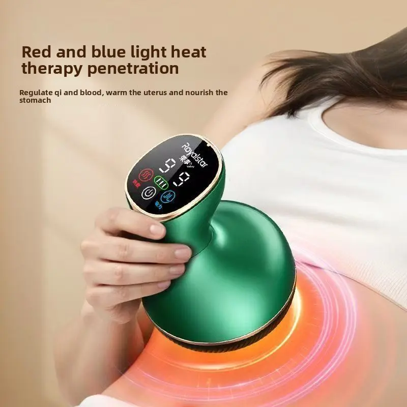 Rechargeable Cupping Massager for Home Self-Care, 70-kPa Suction, 9 Adjustable Levels, Red-Blue Light Hot Compress, Body Soreness & Deep-Seated Muscle Tension Reliever