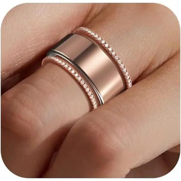 2-Pack 14K Gold Plated Stacking Rings for Oura Gen 4/Oura Gen 3, Cubic Zirconia Simulated Diamond Oura Ring Stack for Women