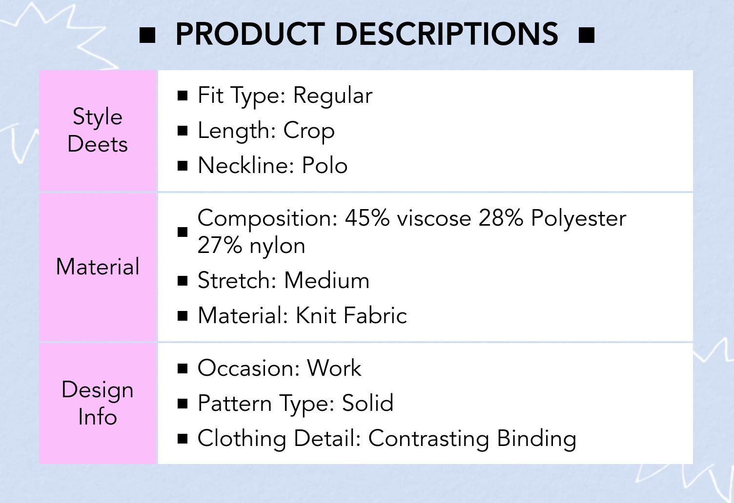 Cider [3 colors, size 0-26] Knit Polo Contrasting Binding Crop Top