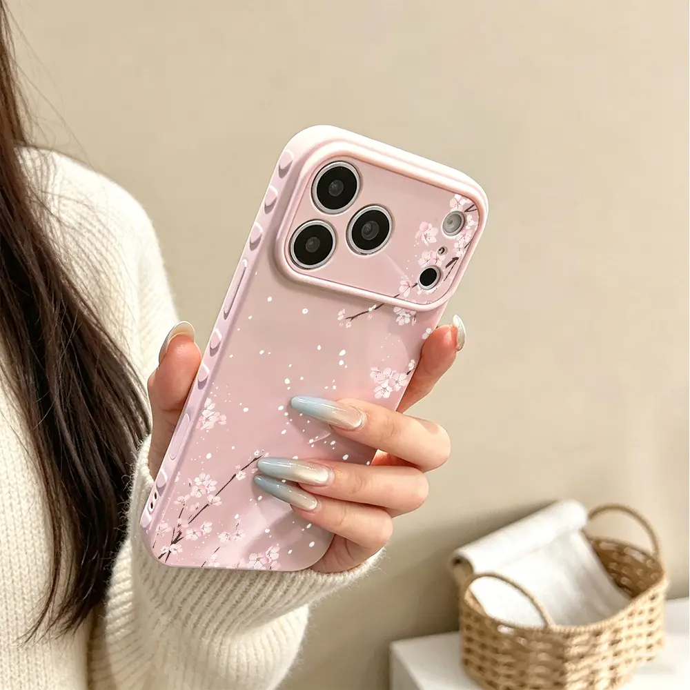 Summerwins Fashion Pink Cherry Blossom Phone Case - Elegant Romantic Soft Pastel Pink Artistic Spring Bloom Flexible TPU Cover, Protective Cellphone Accessory for iPhone 17 Pro Max,17 Air,17 Pro,16,15,14,13,12,11 Pro Max - Floral Gift