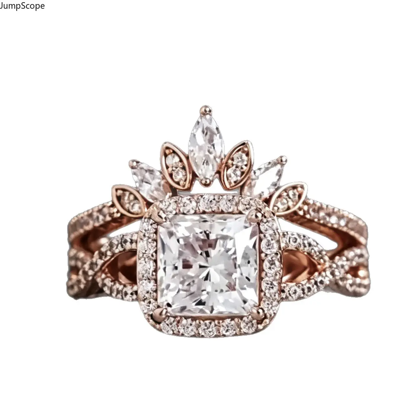 Royal Tiara Silhouette Square Halo Stackable Ring Kit, Ideal For Proposal Styling, Wedding Ceremonies, Anniversary Celebrations & Queen-Themed Premium Romantic Meaningful Sentimental Gifts for Her & Couples