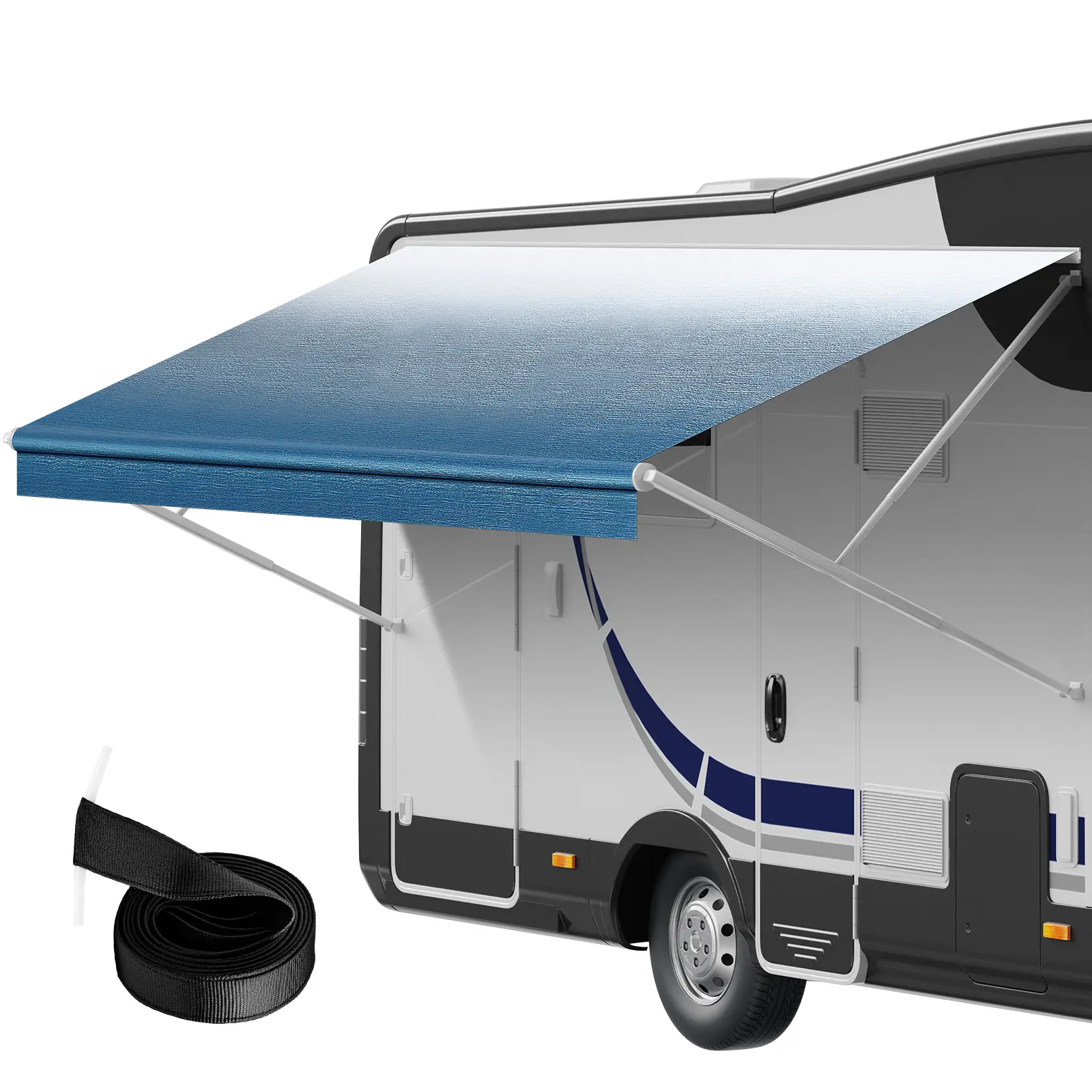 RV Awning Fabric Replacement, 19'2" Fabric Length for 20' Awning, Heavy Duty 3-Ply 16oz PVC Camper Awning Fabric, Waterproof & UV Protection Outdoor Canopy for RV, Trailer, Motorhome, Blue Fade