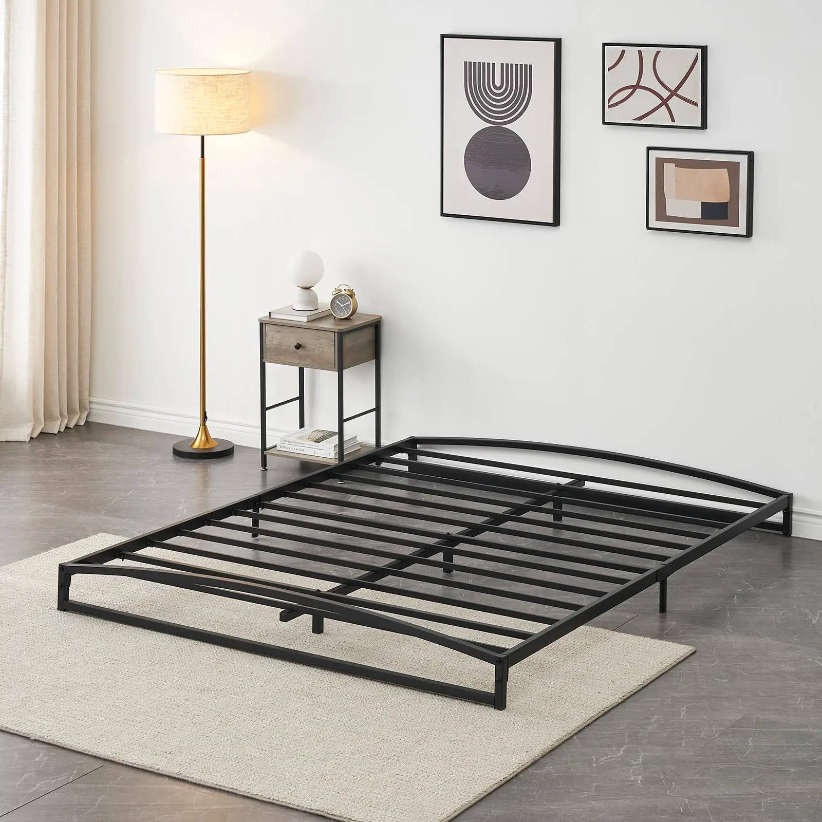 Garvee Low Profile Queen Bed Frame, 6 in Heavy Duty Metal Queen Size Platform Bed Frame, Mattress Foundation with Steel Slat Support, No Box Spring Needed, Easy Assembly, Black (Black, Queen)