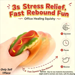 Adorable Soft Hot Dog Squishy Toy, Cute Realistic Food-Shaped Stress Relief Fidget Toy for Kids and Adults, Fun Sensory Toy to Soothe Anxiety and Release Pressure, Perfect Novelty Gift, Party Favor, and Creative Desk Decorations for All Ages