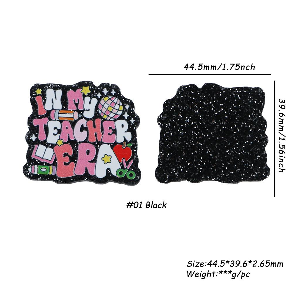 Teacher Theme Acrylic Resin Flat Back Charms, No-Hole Multi-Color DIY Craft Supplies for Badge Reels, Phone Stands, Hair Clips, DIY Jewelry Accessories