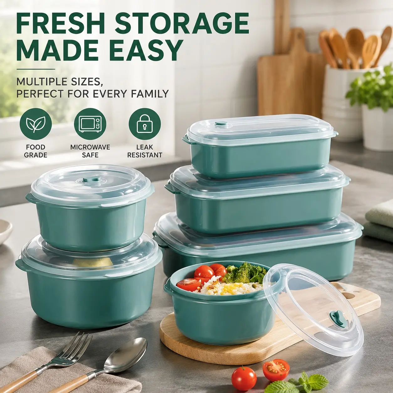 3pcs Food Grade Microwave Lunch Box Set with Steam Vent, Leakproof Bento Meal Prep Containers, Ideal for Office, School & Travel