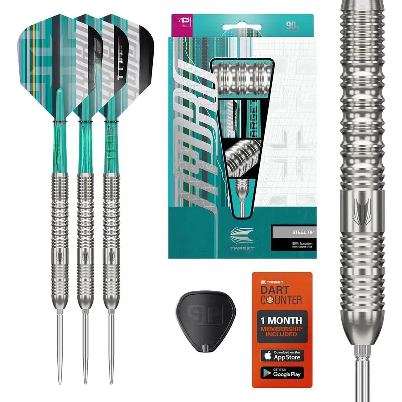 Professional Steel Tip Darts, 90% Tungsten Set with Barrel Variants (21-26g), Interchangeable Swiss Tips, Pro Grip Shafts & Ultra Flights, Dart Play