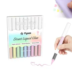 9pcs Liquid Glue Pens, Smooth High-Adhesion Glue, Multi-Color Adhesive, Ideal for Stickers, Small Crafts, Essential Home Tool