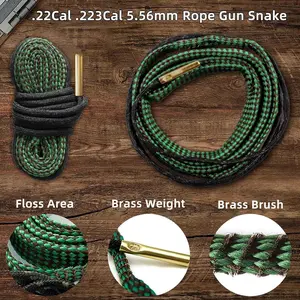 Bore Cleaner for Rifle Pistol Shotgun, Reusable Gun Snake Barrel Cleaning Rope for (.22 .223 5.56) (9mm .380 .357 .38) (.308 7.62mm 30-06 .30 .300 .303) (12GA) - Choose Your Calibers