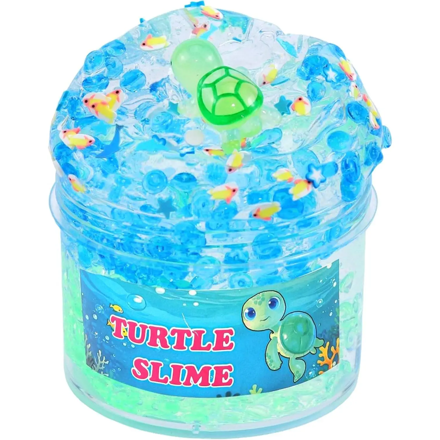Clear Glitter Slime Kit with Little Turtle Toy Girls Age 6-14,Crunchy Slime Supplies Kids,Fun DIY Craft Gift Birthdays Party Favors