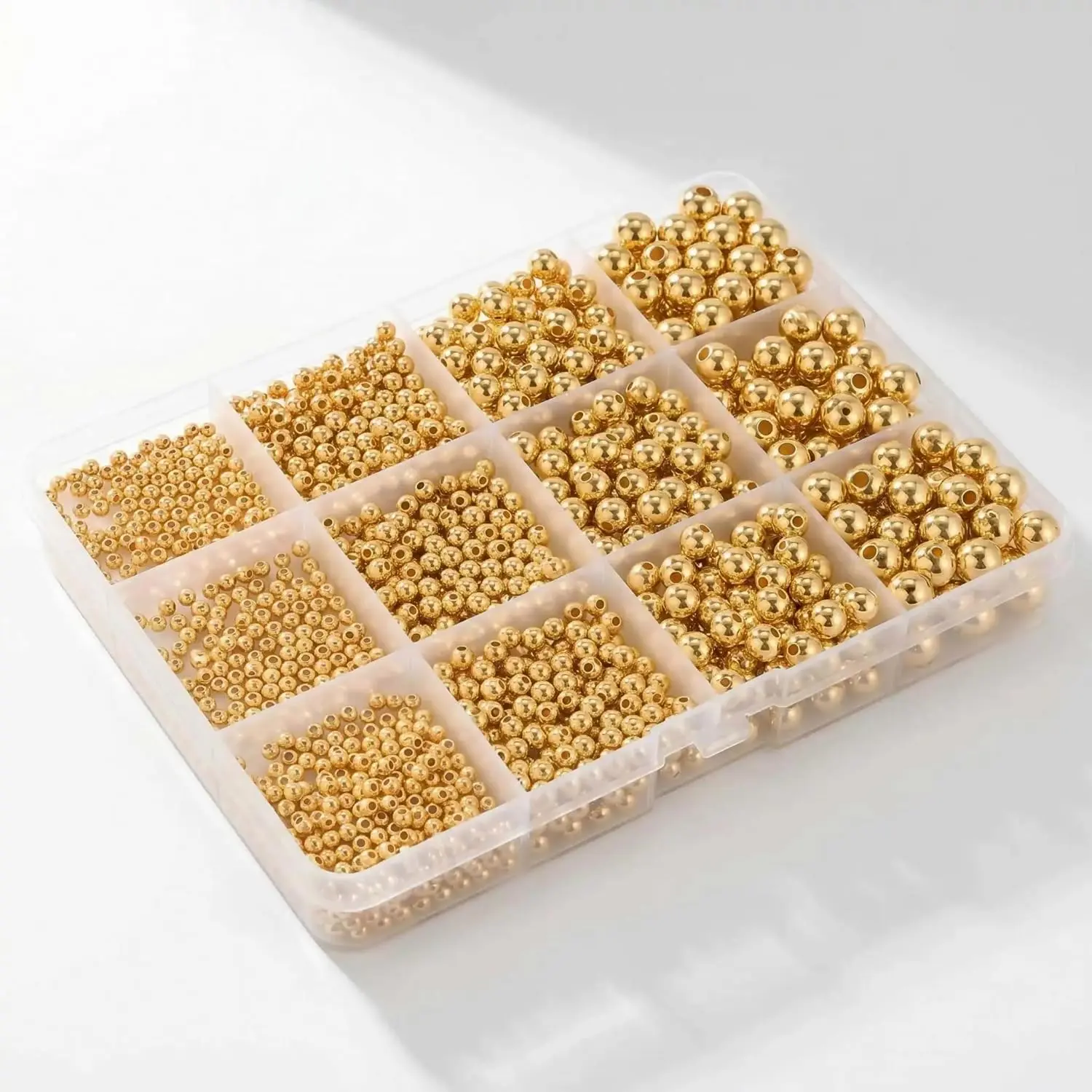 1100 count  Beads for  Making, 3/4/6/8mm Round Plastic Spacer Beads Kit, Small  Filled Style Bead Set,  for DIY Bracelets, Necklace, Crafts, Seed &  Beaded  Spacers