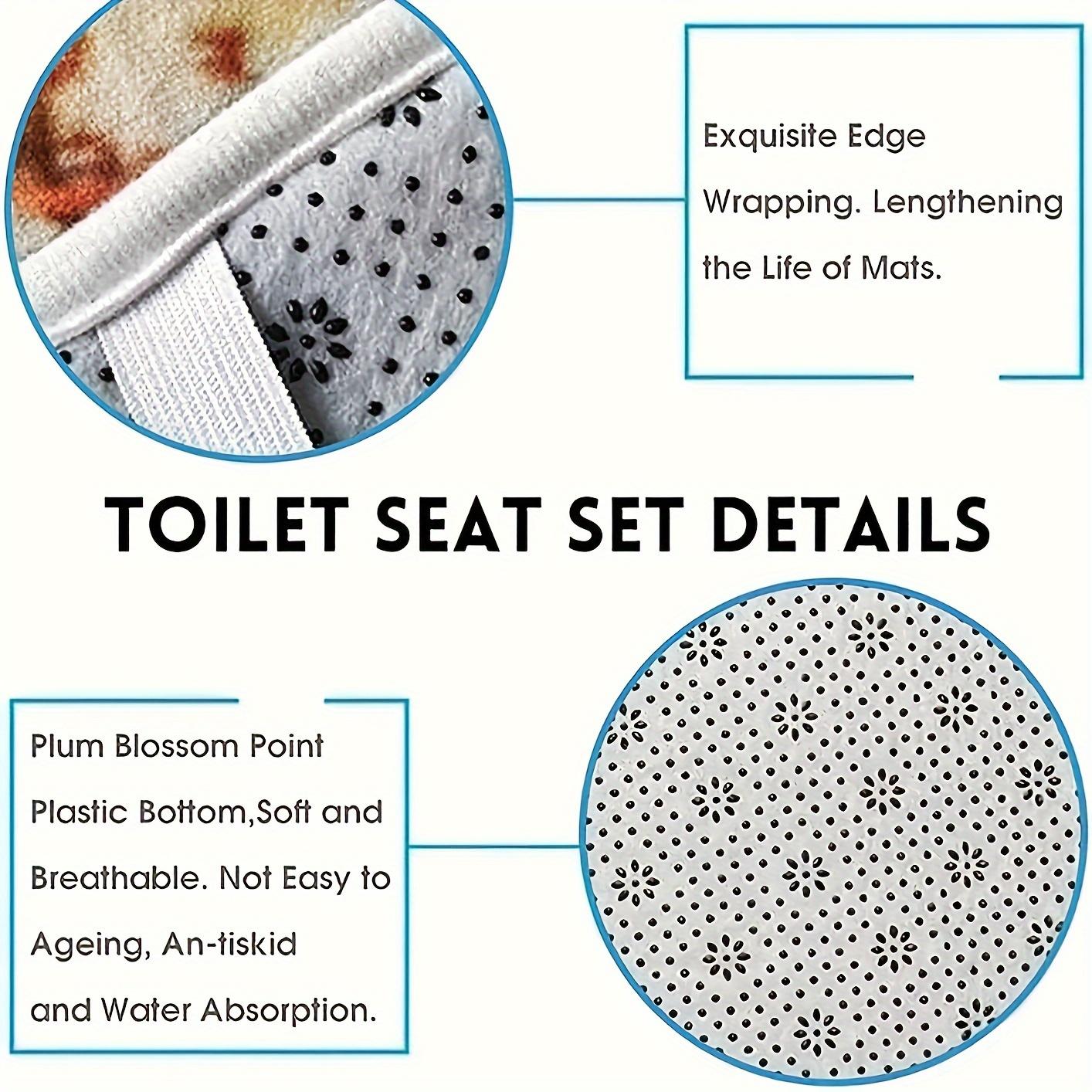 Christmas Themed Bathroom Decorations, 4 Counts/set Including Shower Curtain & Toilet U-shape Mat & Bath Mat & Toilet Lid Cover, Bathroom Accessories