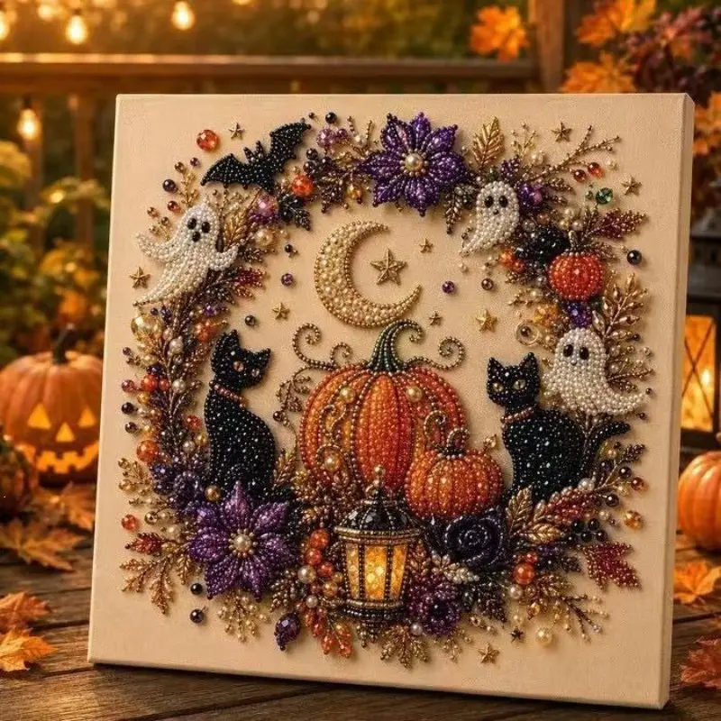 Home Ghost Pearl Art DIY Kit, Halloween, Creative Craft Supplies, Easy-To-Use Decoration Set, Perfect for Beginners & Enthusiasts