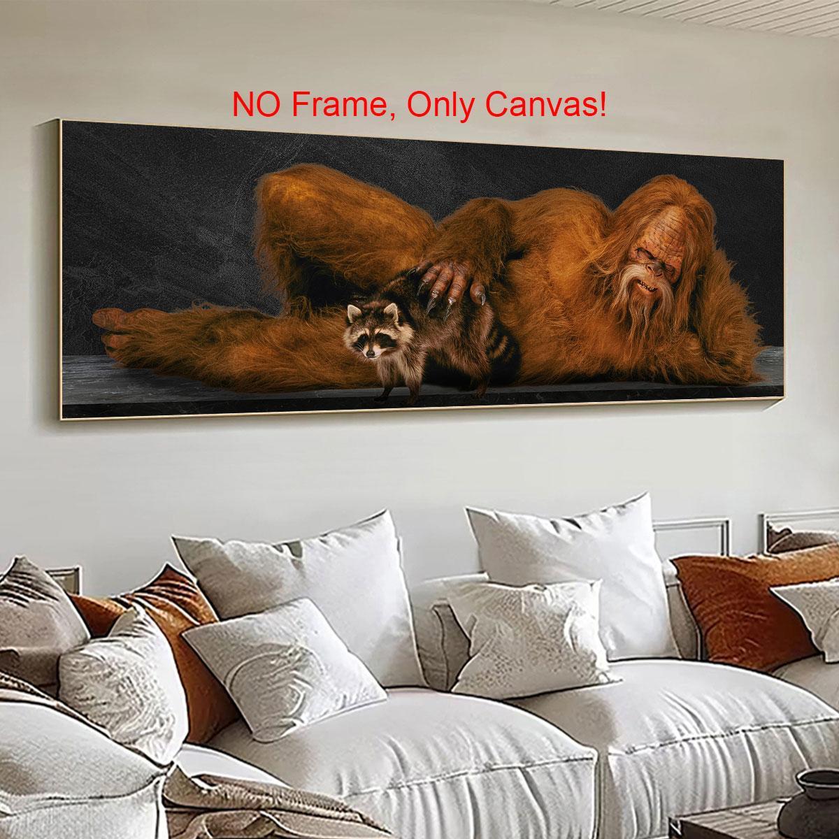 Sasquatch Pattern Canvas Painting without Frame, Unframed Art Print, Modern Wall Art, Wall Art Decor for Home Living Room Bedroom Office, Poster