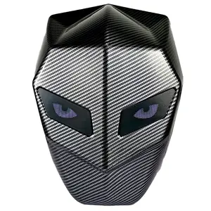 Smart LED Knight Backpack (Carbon Fiber Night Shadow), Bluetooth Programmable Pixel Art Screen. Hard Shell Expandable 15.6" Laptop Motorcycle Helmet Bag with USB Charging. Cool Cyberpunk Biker Gift (Power Bank Not Included)