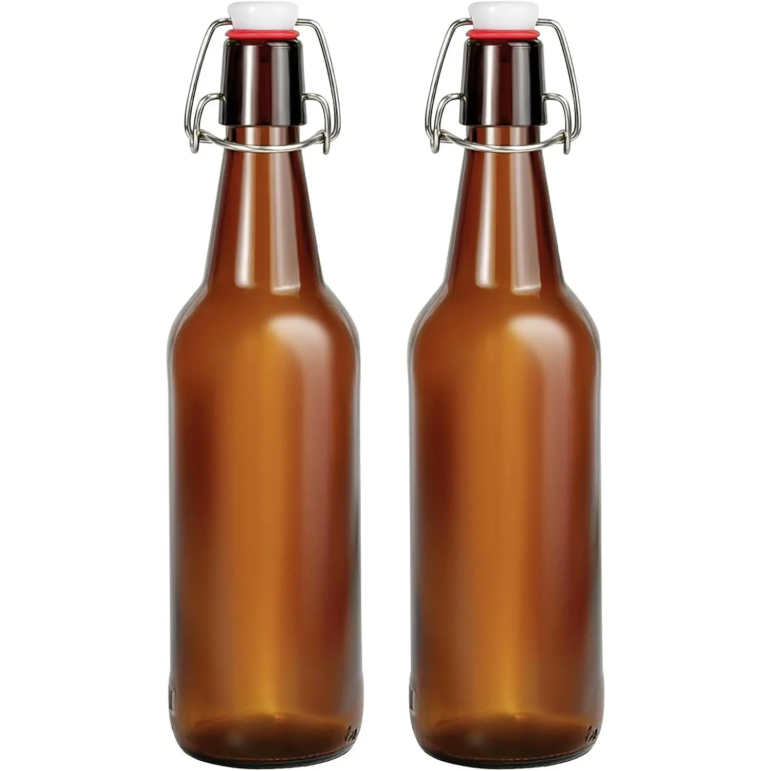 Women's Bra Accessories Compatible 2-Pack 16oz Amber Glass Beer Bottles with Airtight Swing-Top Lids, Storage Box for Home Brewing, Kombucha