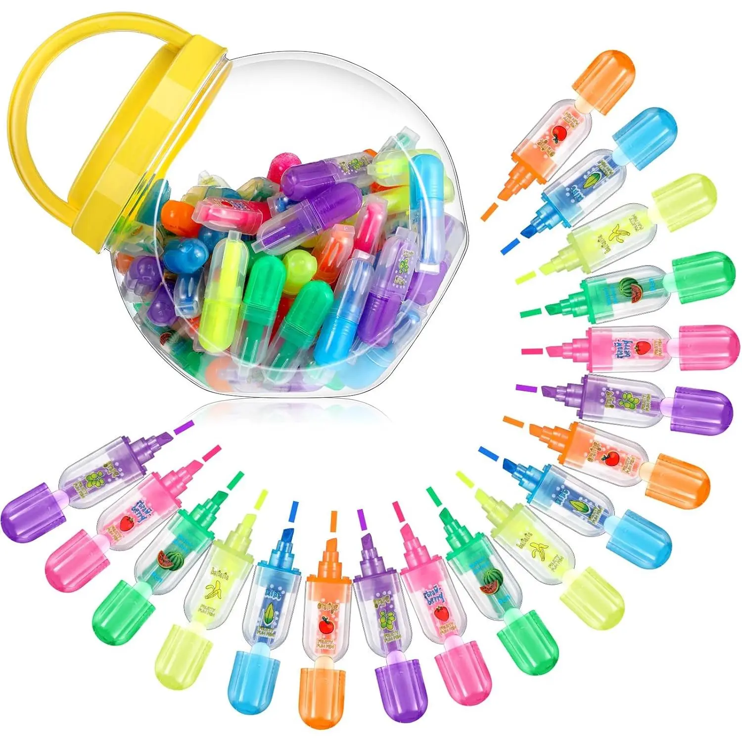 90 count Highlighters Scented Highlighters with Candy Jars for Multi Color Supplies Office Stationery for Drawing Poster Diary Greeting Card