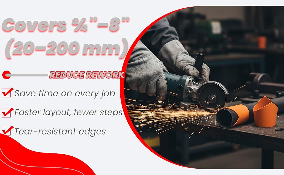 10 Pcs Pipe Cutting Guide, 3/4″–8″ Pipe Saddle Template for Plumbing Installation,Pipe Saddle Tool with DIY Projects