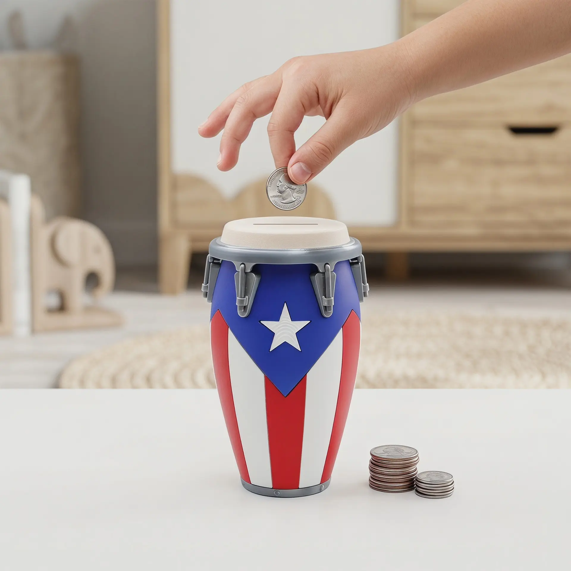 Conga-Style Can Holder, Conga Drum Coin Bank, Dance Style Ornament, Perfect Gift for Kids, Unique Decorative Item, Fun Savings Tool, Savings Box, Coin Piggy Bank