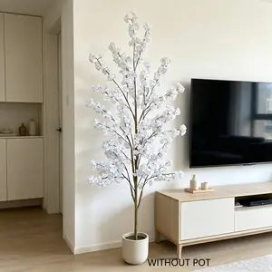 1pcs 100-220cm Artificial Cherry Blossom Tree, Artificial Floral Plant, Artificial Flower Tree, Modern Simple Minimalist Style, Realistic Home Decor, Indoor Office Wedding Party Decoration