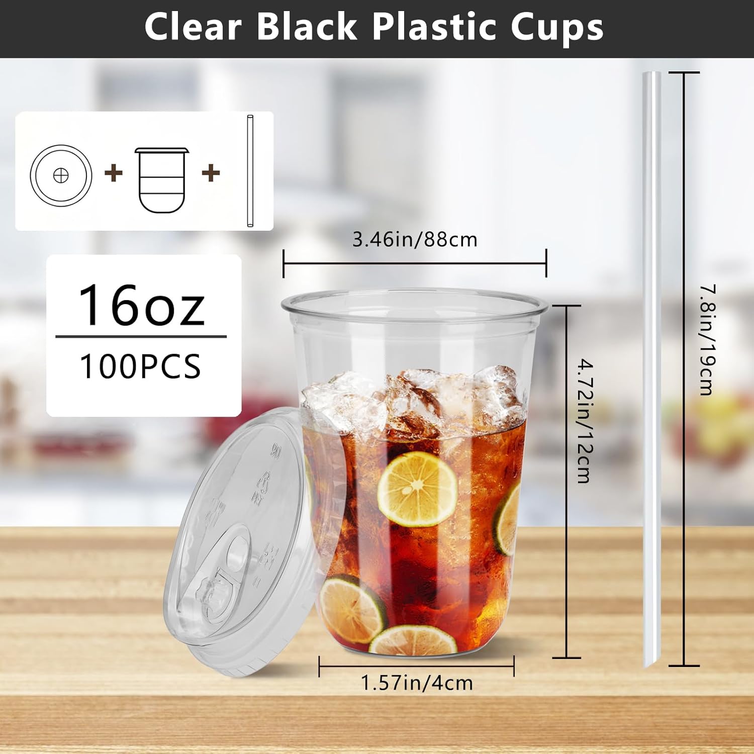 100 Sets 16oz Disposable Stemless Plastic Cups with Strawless Sip , Clear  PET Coffee Cups for Iced Coffee, Cold Drinks, Halloween, Christmas, Party  and Drink Shop Supplies (Clear (16oz)) - TikTok Shop