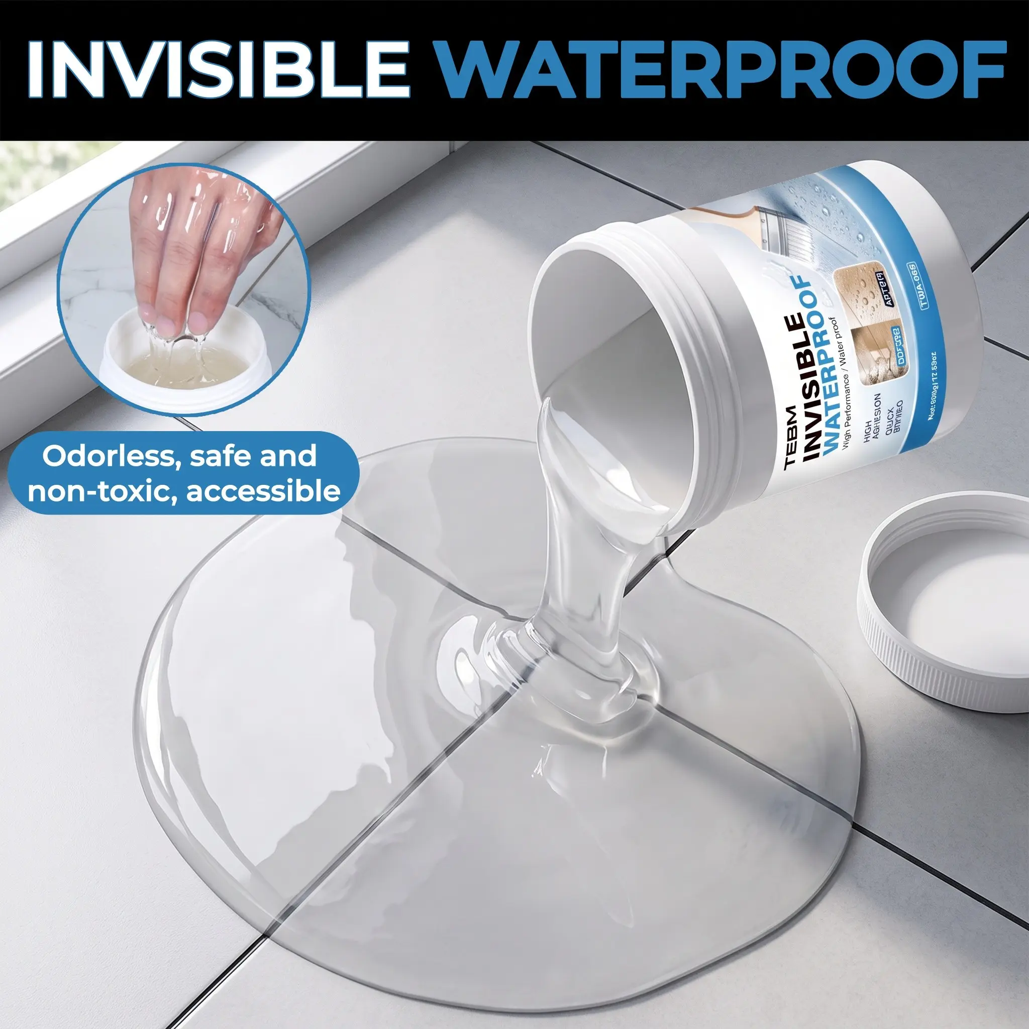 Transparent Waterproof Sealant, Flexible Leak-Proof Gel, Durable Water Repellent Adhesive for Rvs, Bathrooms, Roofs, Concrete & Metal