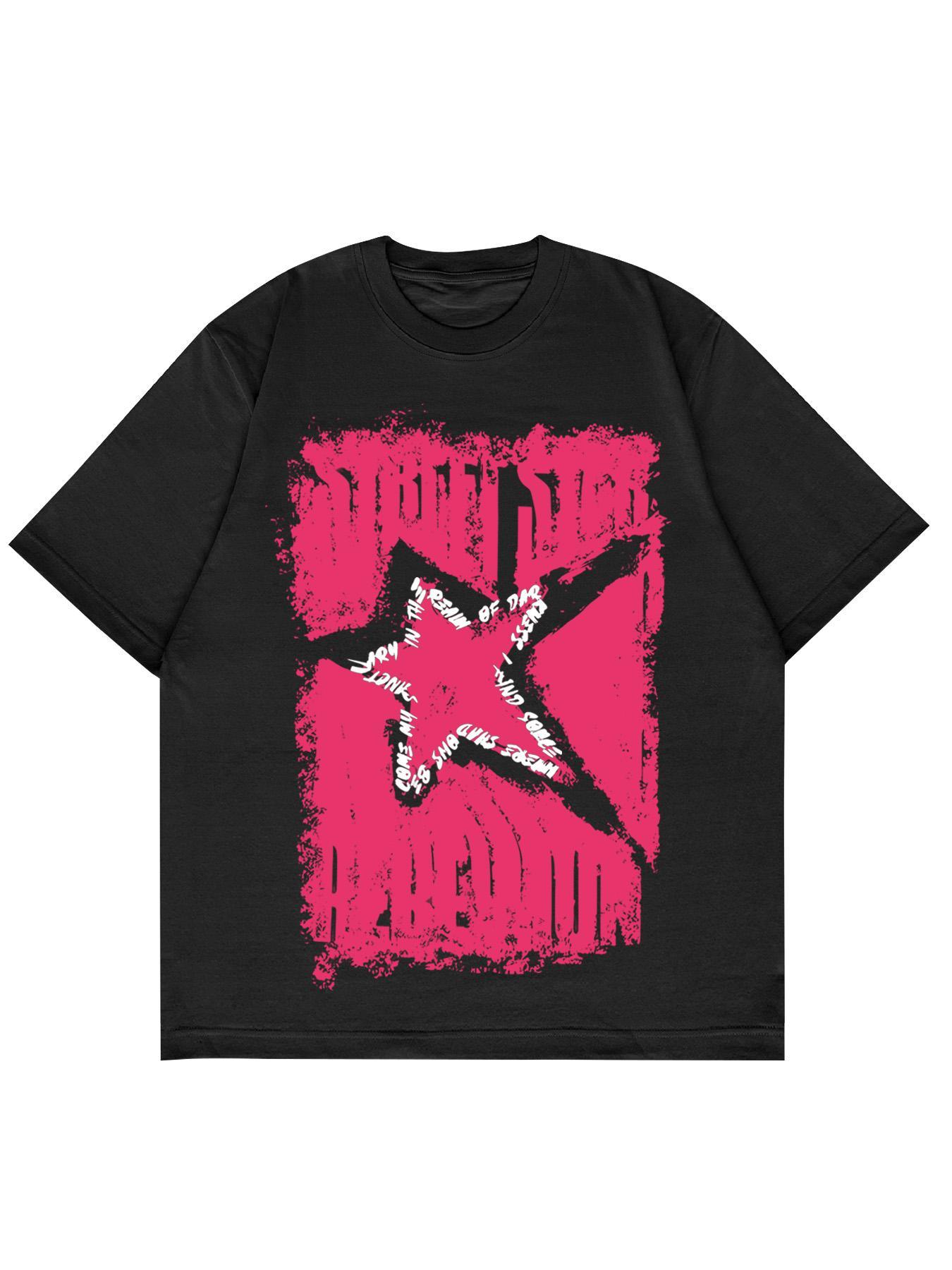 Unisex's Star Print Round Neck Tee, Casual Comfy Tee, Regular Fit Casual Fashion Short Sleeve T-shirt for Summer, Unisex Top for Daily Wear, Women