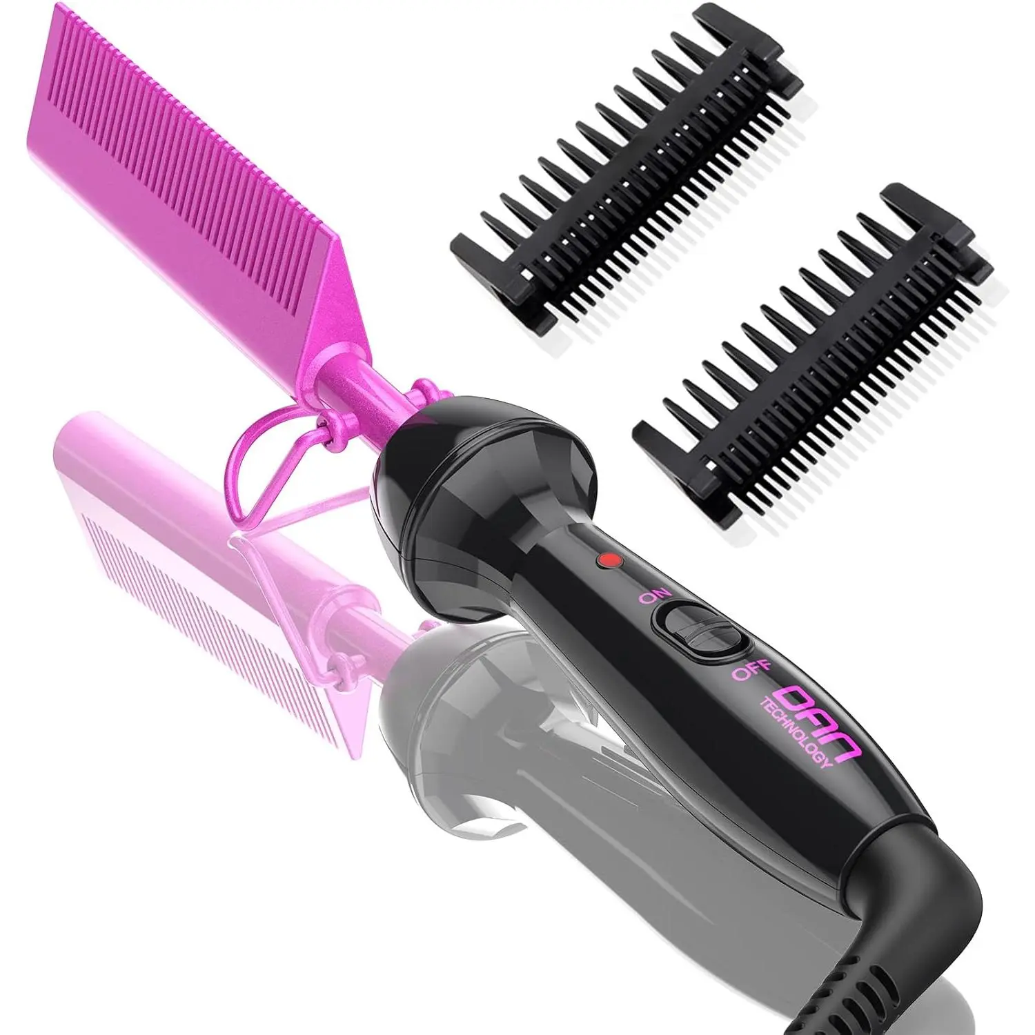 Ceramic Mini Hot Pressing Comb Tool - 450°F Temp, Fast Heating, Dual Voltage Electric Straightener for Dry First Wigs & Natural Black Hair, Travel & Home Use, Home/Travel, Travel-Friendly