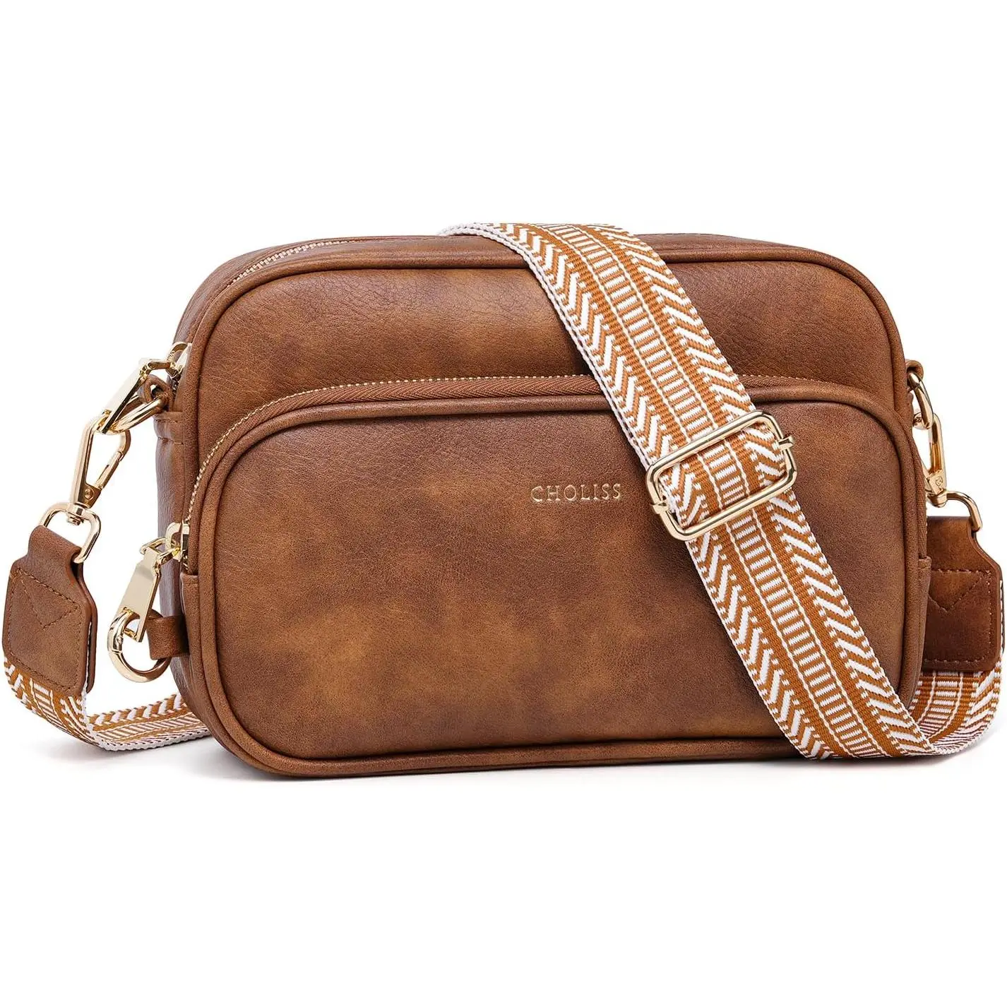 Women's Anti-Theft Compact Purses - Vegan Leather Crossbody Bags with Zipper Closure, Adjustable Wide Guitar Strap for Travel