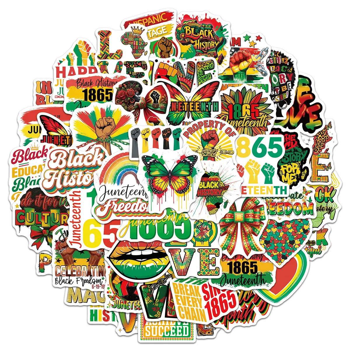 50pcs Black Juneteenth Graffiti Stickers, Office Stickers, Notebook Stickers, High-Value, Positive Energy Gifts for Decorating Journals, Scrapbooks, Computers, Water Bottles, Cars, Etc.