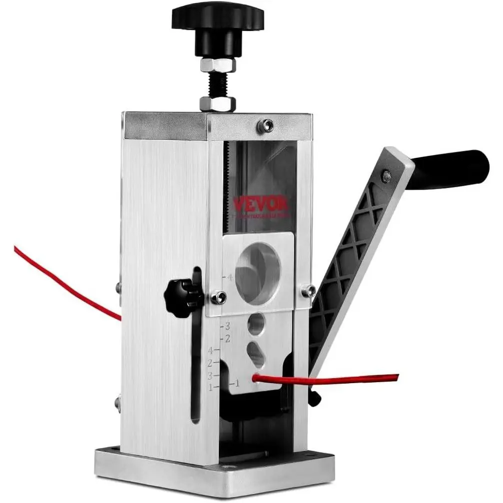 【DealsForYouDays】VEVOR Hand-Operated Wire Stripper, 0.06''-1.5'' Cable Removal Tool, Drill Attachment Option, Clear Depth Gauge, Lightweight Aluminum Build for Efficient Copper Scrap Processing