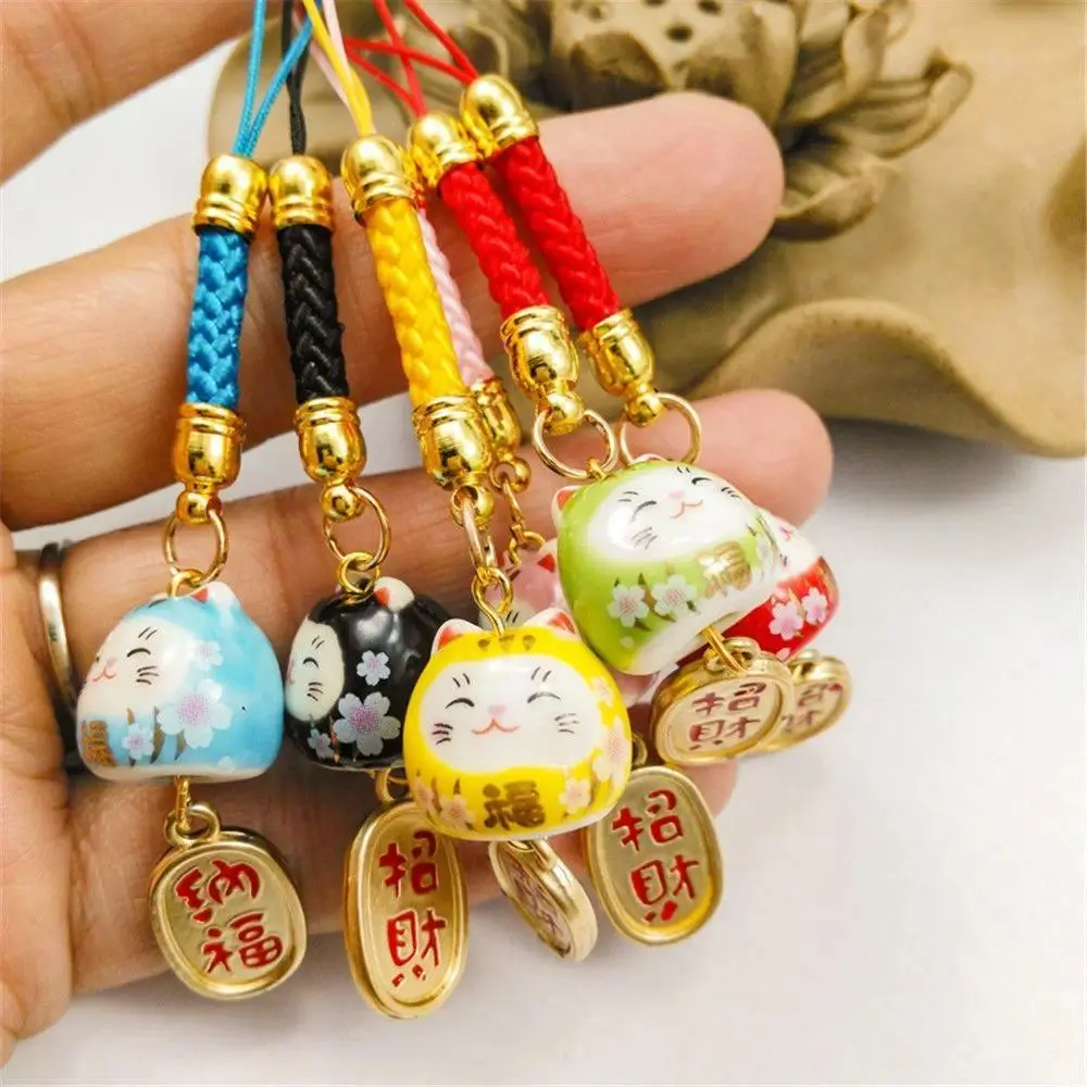 Japanese Lucky Cat Phone Chain Cute Keychain Bag Phone Key Strap Phone Lanyard Charm Rope Decor Hanging Rope Accessories