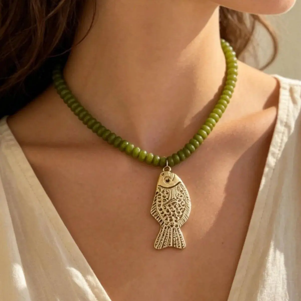 2026 New Bohemian Little Fish Pendant Personalized Women's Beaded Necklace