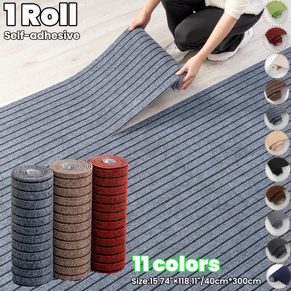 Self-Adhesive Carpet Roll, Cut-To-Fit Rug Pad, Instant Stick-And-Stick, 11 Colors Available, Suitable for Bedroom, Living Room, Bathroom, Bathroom Rugs