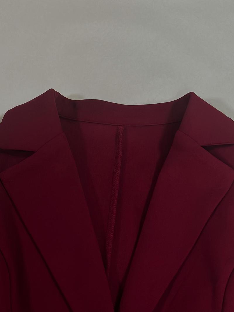 Women's Two-Piece Set Plain Button Lapel Blazer & Suit Pants, Elegant Business Casual Long Sleeve Outerwear & Trousers for Daily Outdoor Wear, Women's Clothing for All Seasons