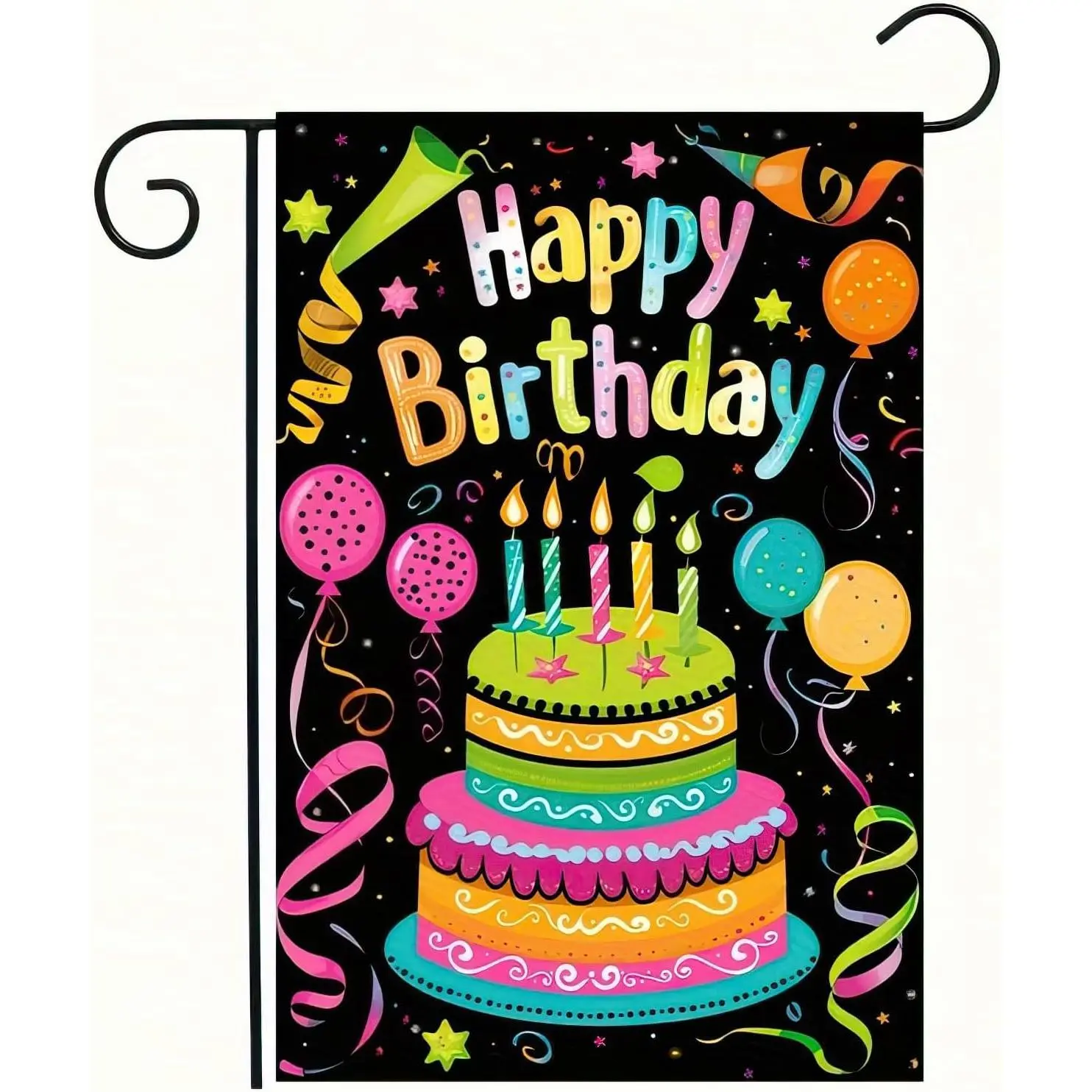 Happy Birthday Garden Flags 12x18 Double Sided Happy Birthday Big Cake Banner Birthday Celebration Flag Outdoor Decoration Big Cake Flag House Flag Birthday Party Supplies Yard Sign ​