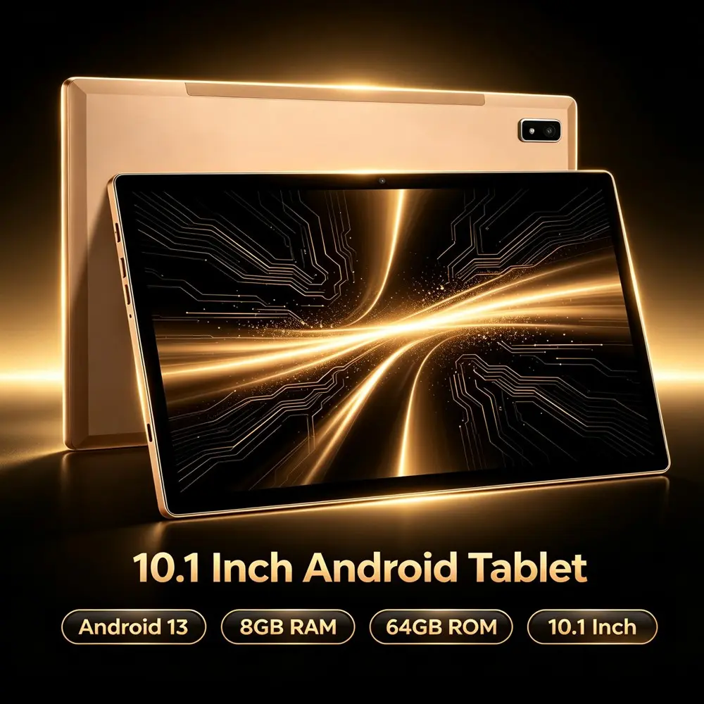 10.1 Inch Large Screen Android 13 Tablet PC, Equipped with 8GB RAM & 64GB Storage, HD Eye-Catching Display Portable Tablet Computer, Ideal for Online Learning, Video Watching, Daily Office Work and Family Entertainment