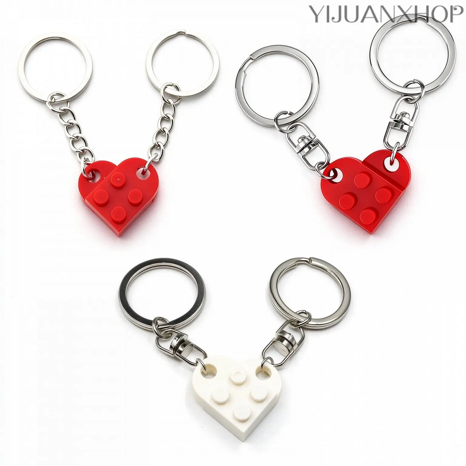 Couple Matching Keychain Set, Trendy Building Block Heart Pendant, Cute Matching Couple Stuff, Romantic Gift for Boyfriend Girlfriend, Wearable Accessory for Daily Outings, Vacation Date, Valentine’s Day & Christmas Keepsake
