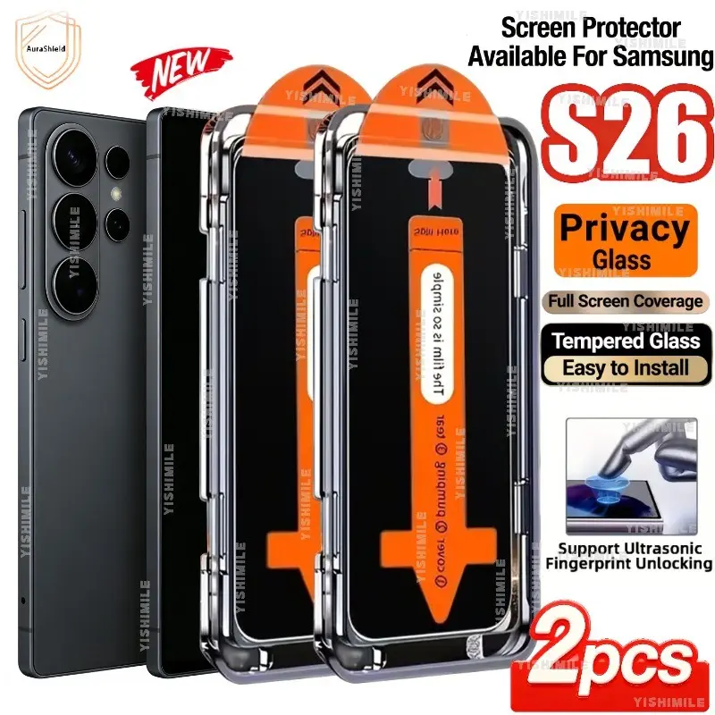 Samsung Galaxy S22/s23/s24 Screen Protector, 2-Pack Tempered Glass Privacy Film, Anti-Spy Edge Protection, Customized Case Type