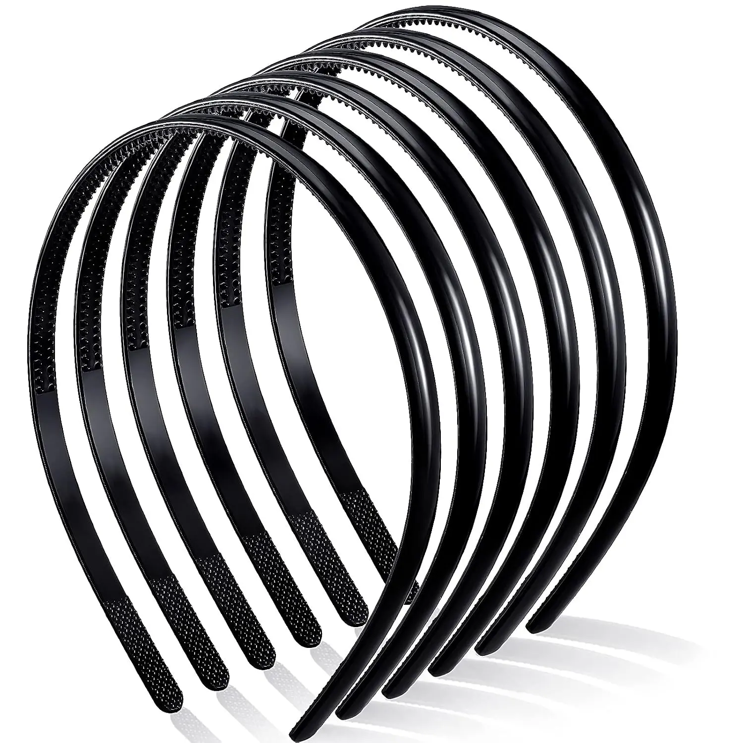 6 count Plastic Headbands for Women Thin Headband with  Plain  Bands for Halloween Christmas Women's Hair(Black,8 mm, Plastic)