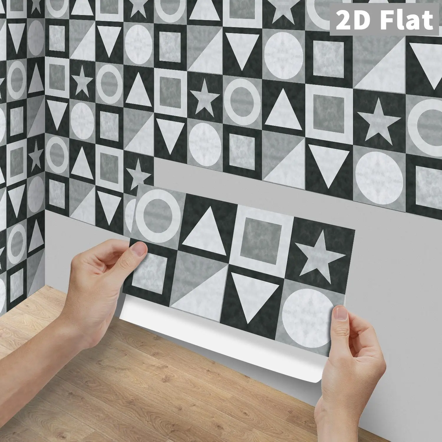 6/12/24/48PCS FG Luxury Marble Carved Pattern Tile Stickers Glossy PVC Crystal Film Peel & Stick Waterproof Oilproof Kitchen Splashback Wall Decor for Bathroom Floor Old Tile Wood Panel DIY Home Renovation