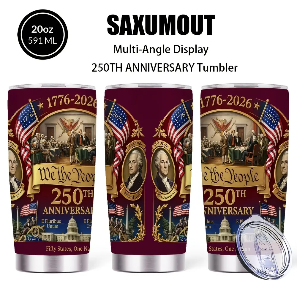250th Anniversary Printed 20oz 304 Stainless Steel Insulated Vacuum Flask - Single Unit Drinkware with Lid & Straw, Camping Use, Gift-Worthy for Men's Birthdays