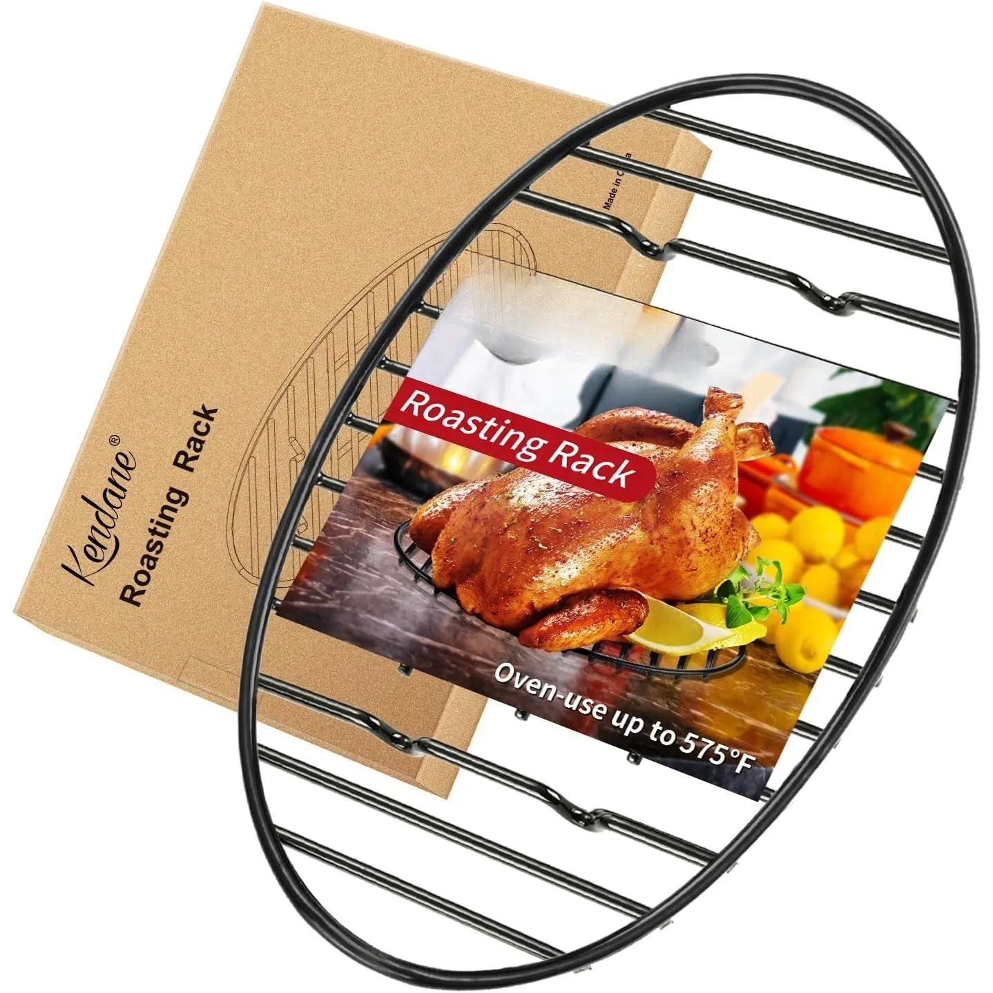 Roasting Rack with Integrated , Cooling Drying Rack Kitchen Rack With Enameled Coating, PTFE Free,  for Cooking, Roasting, Drying, Grilling, 12inch*8.5inch by