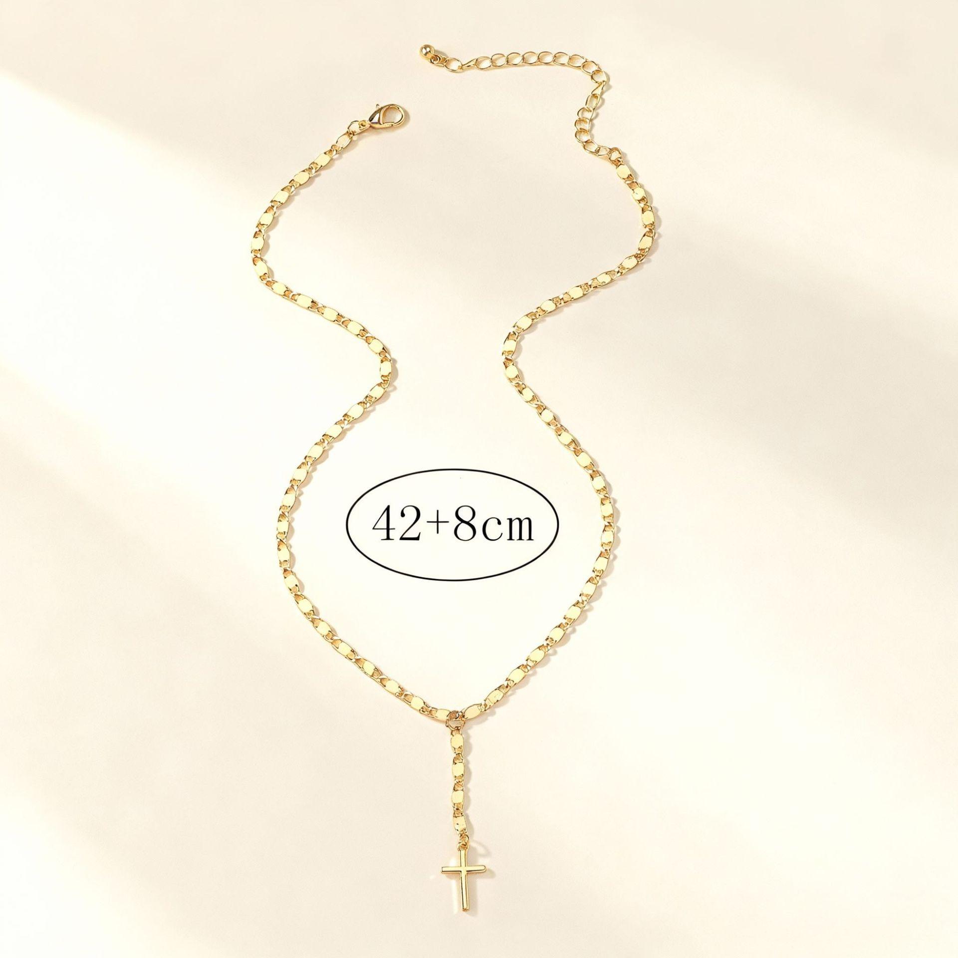 Women's Lip Chain Cross Pendant Necklace, Simple Design Faith Jewelry, High-Quality Ladies Accessory,