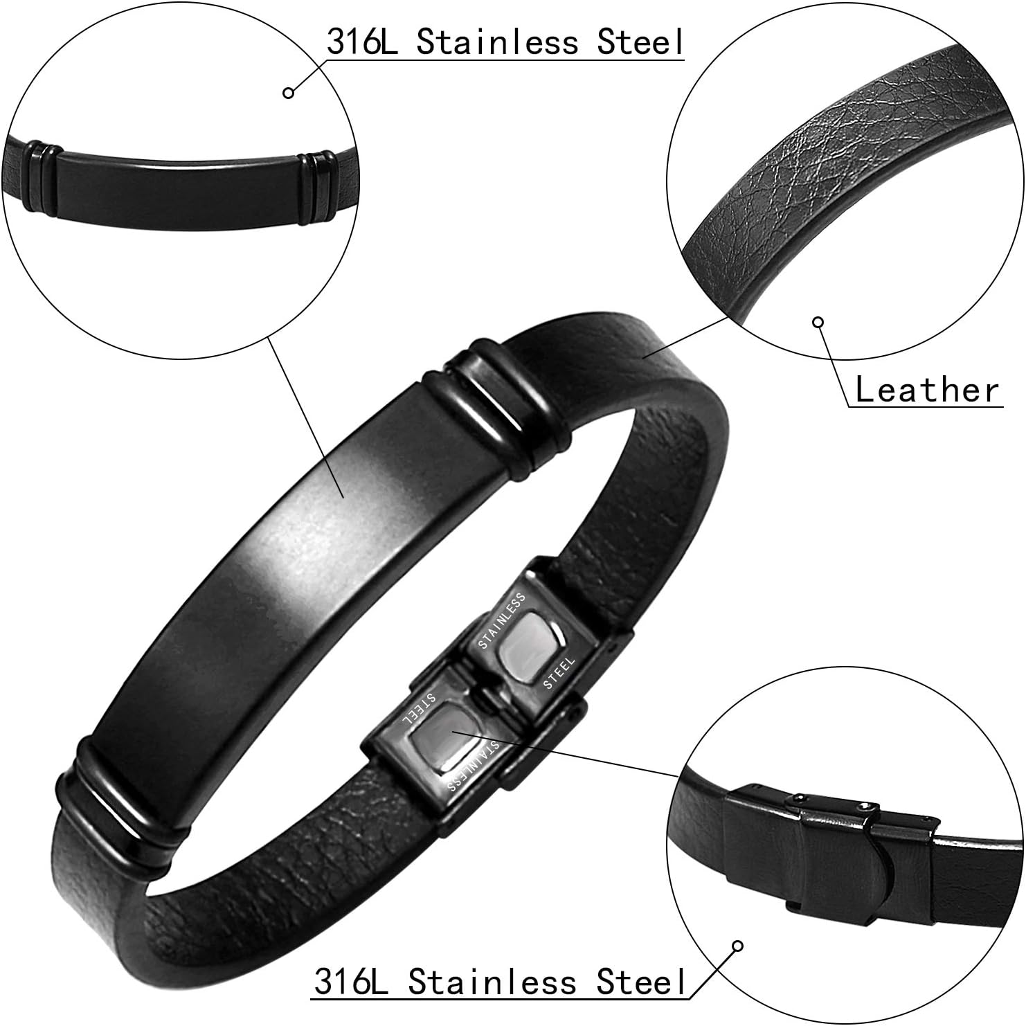 Morse Code Leather Bracelet for Men  Code Engraved Bracelet for Boyfriend Father Husband for Him  Message Bracelet