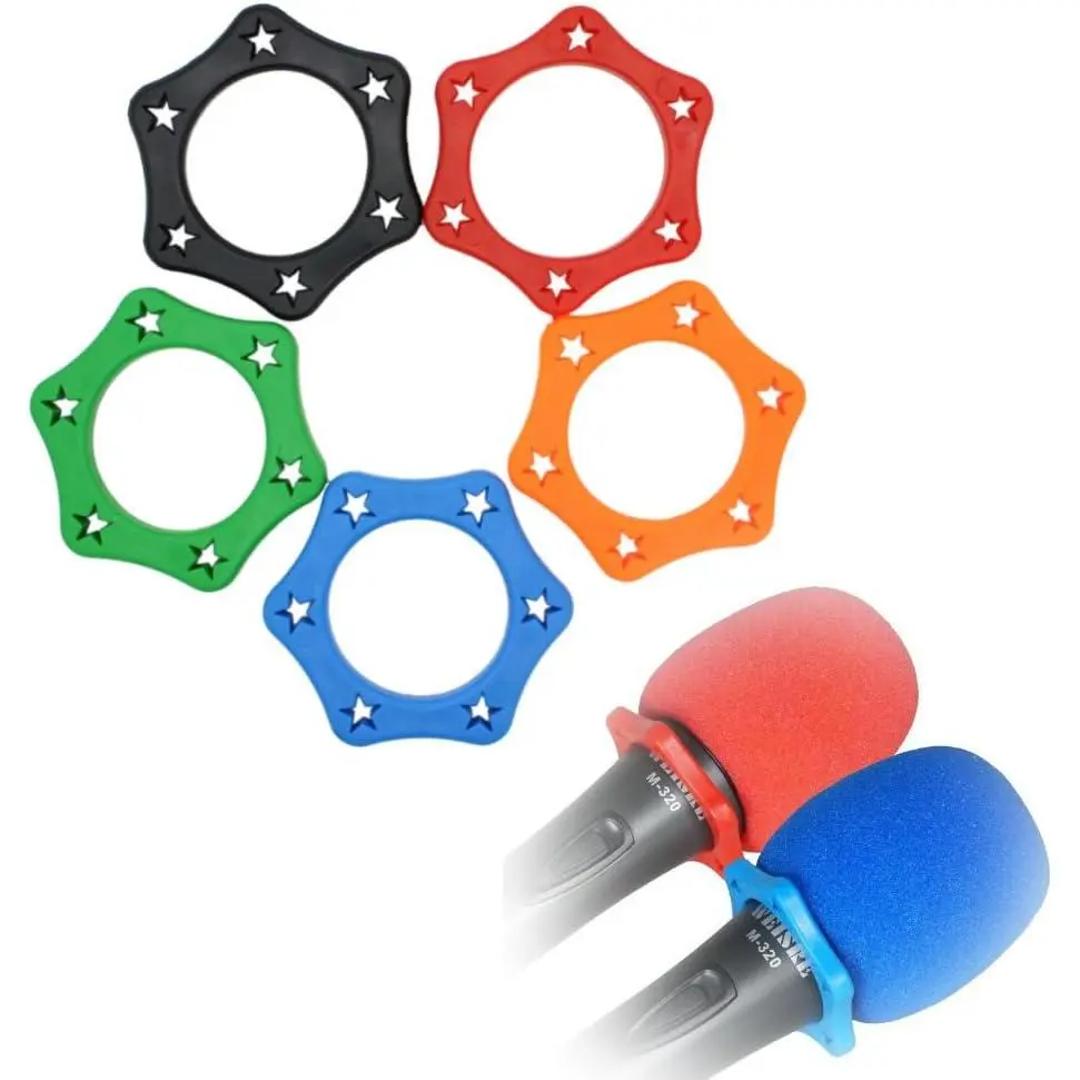5 Pack  Color Rubber  Slip Holder Stand Roller Mic Microphone Handheld Microphone Anti-rolling Protection Rings
