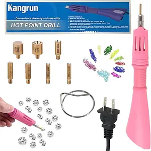 Hotfix Rhinestone Setter Applicator Hot Fix Wand Kit with 7 Different Size Tips for Crafts Shoes Clothes Fabric Clothing Pink